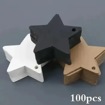 100pcs/set Five-pointed Star Pendant Christmas Wedding Label Party Gift Card Hanging Tags Christmas Ornaments Party Decorations 2