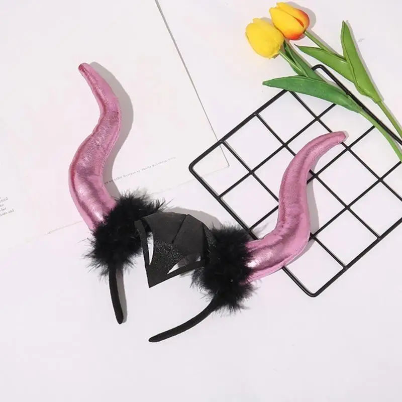 39BD 3-D Ochsenhorn Haarband Halloween Kopfbedeckung Party Requisiten Teenager Erwachsene Cosplay Kostüm – Detail 7