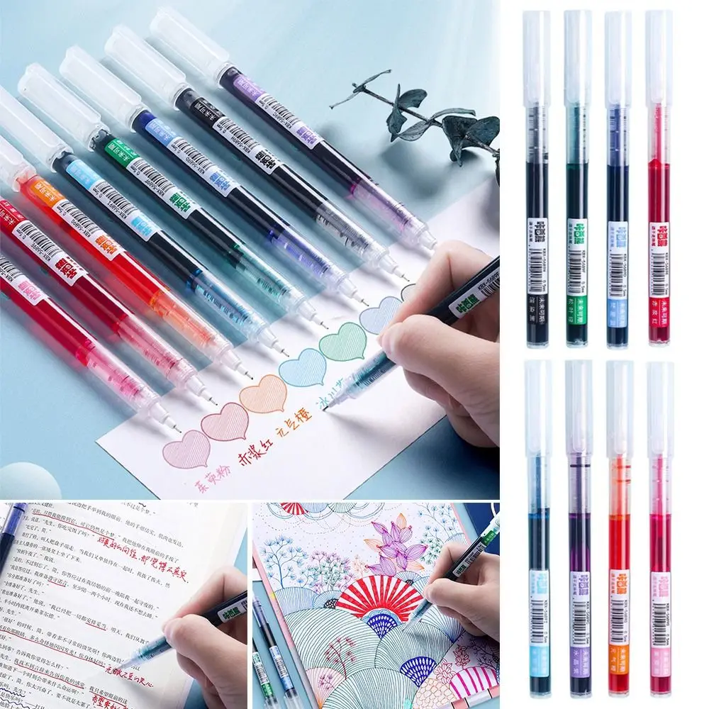 

8Colors/Set Students Writing Tools Creative Stationery Gift Needle Type Straight Liquid Pen Neutral pen Gel Pens