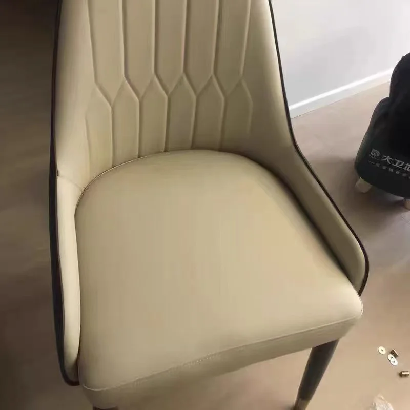Nordic style cafe dining chair Light luxury high-end solid wood soft bag back modern simple sedentary comfortable chair