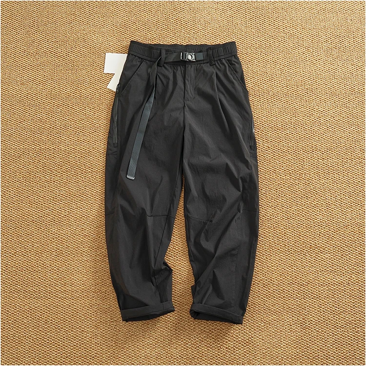 Summer thin outdoor casual pants men's loose micro cone 3D vertical cut micro elastic cargo pants