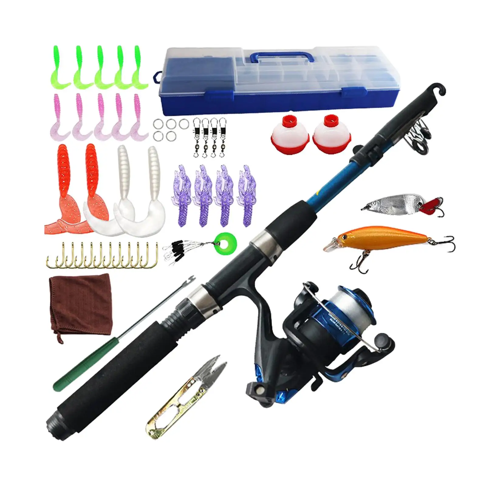 Compact Travel Telescopic Fishing Rod Combo with Tackle Box for Boys Girls Outdoor Freshwater Fishing Compact Travel Telescopic Fishing Rod Combo with Tackle Box for Boys Girls Outdoor Freshwater Fishing