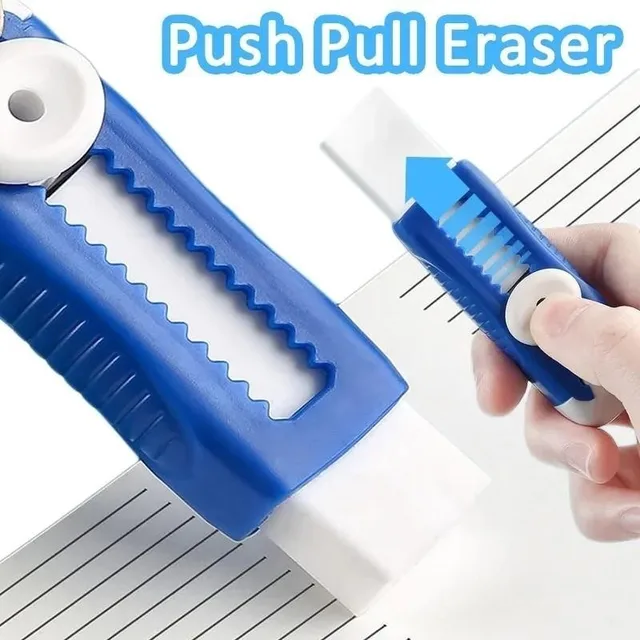 【1 Eraser+2 Refills】 Creative Push-pull Design Eraser Set Student School Office Stationery Supplies 5