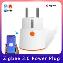 

Tuya Smart Zigbee 3.0 Power Plug 16A EU Outlet 3680W Meter Remote Control Work With Alexa And Tuya Hub