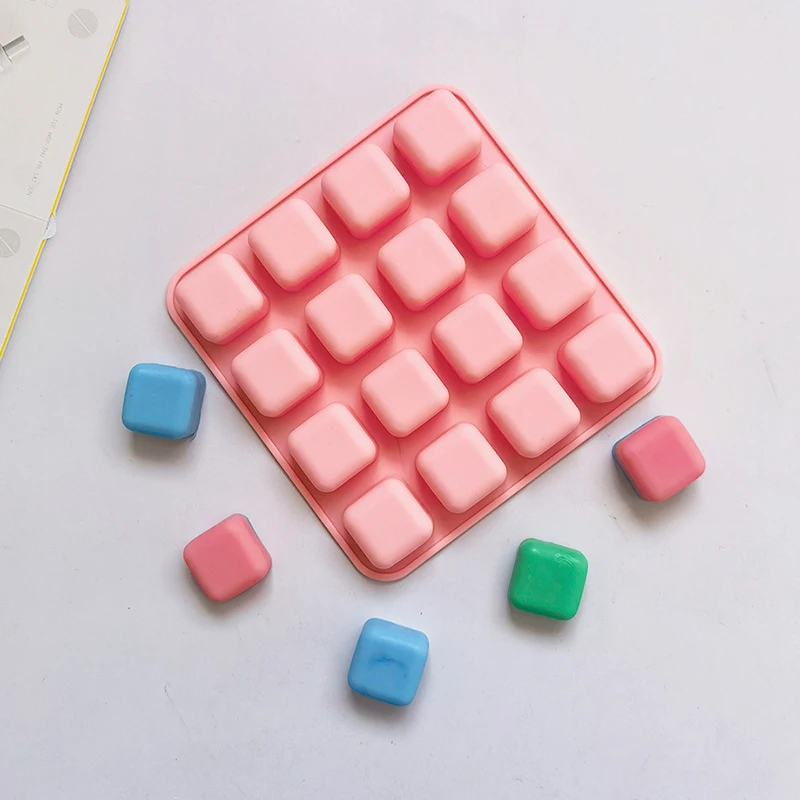 Silicone Soap Molds 16 Cavity Square Rectangle Shape Handmade Soap Chocolate Ice Cube Mold Portable Unique Making Tools