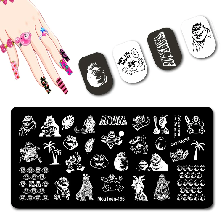 Mouteen Dinosaur Nail Stamp Cartoon Dinosaur Nail Stamping Plates Dinosaur Nail Stamp Templates #196