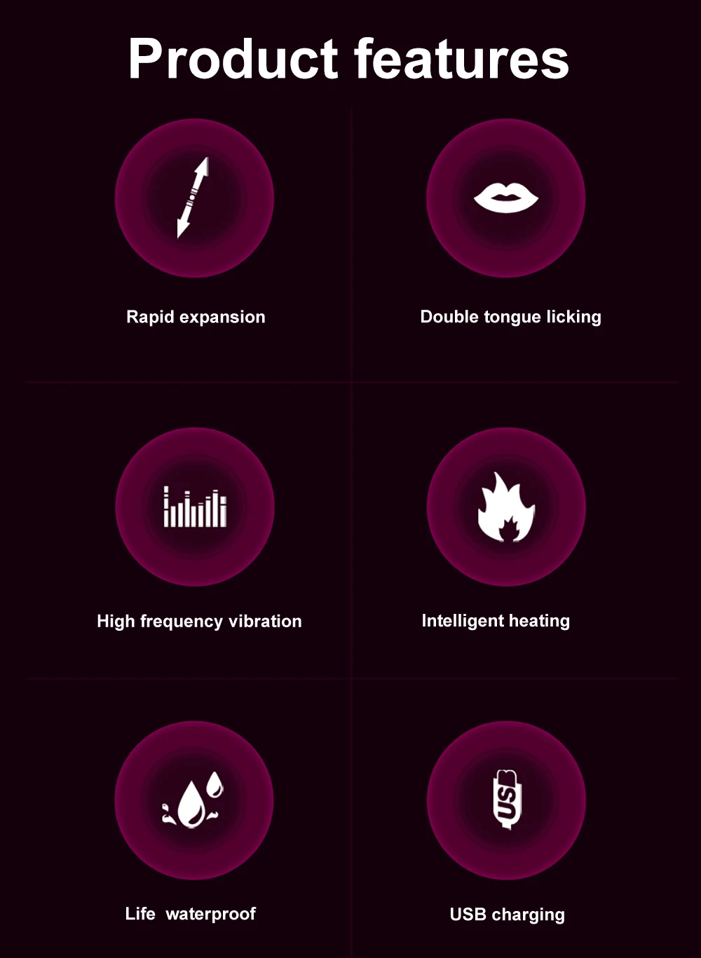 Vibrateur chauffant télescopique avec dildo à stimulation linguale_voghion.com