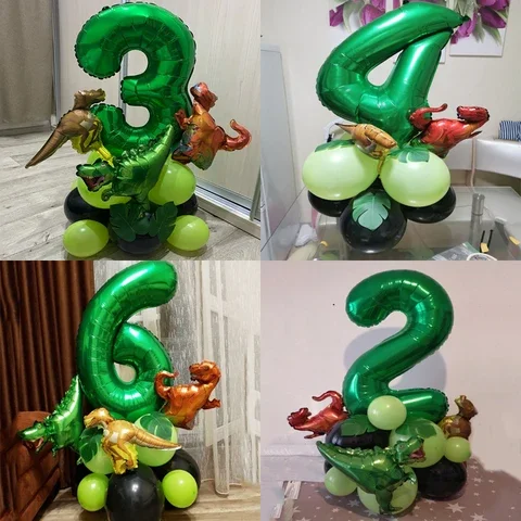 

21pcs Dinosaur Birthday Balloons Set 1 2 3 4 5 6 Years number balloon Dino Theme Birthday Decorations for Boys Dinosaur Party