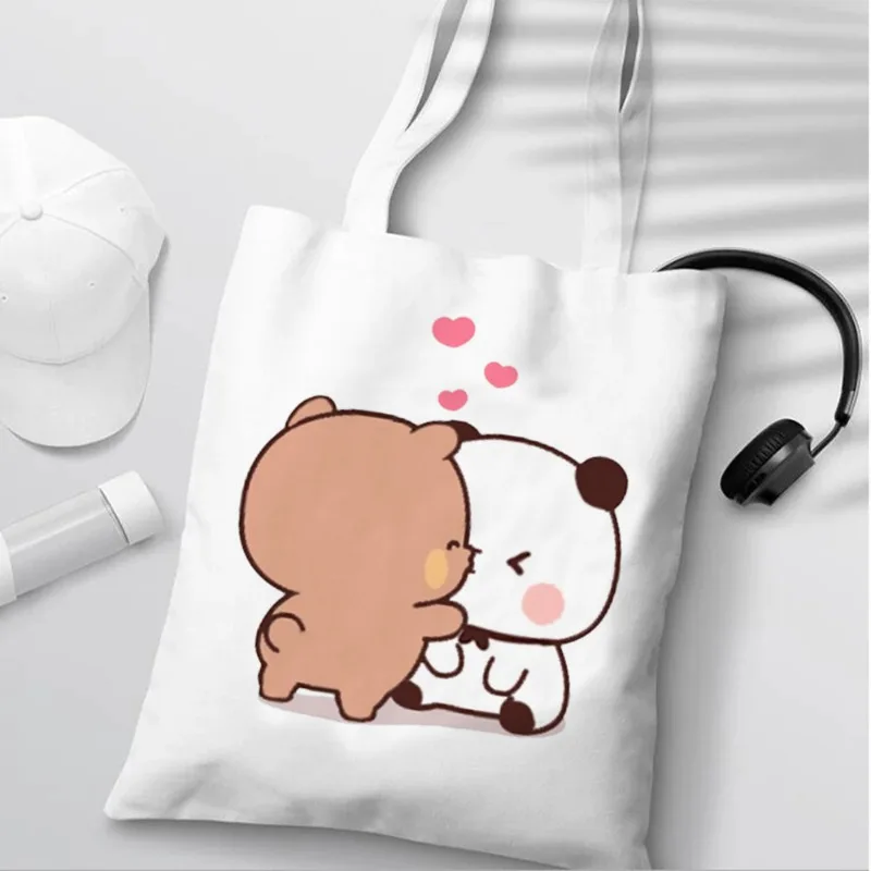 Bubu Dudu Anime Tote Bag Foldable Shopping Bag Tote Bag Aesthetic Fashion Canvas Reusable Shopping Bag Female 4