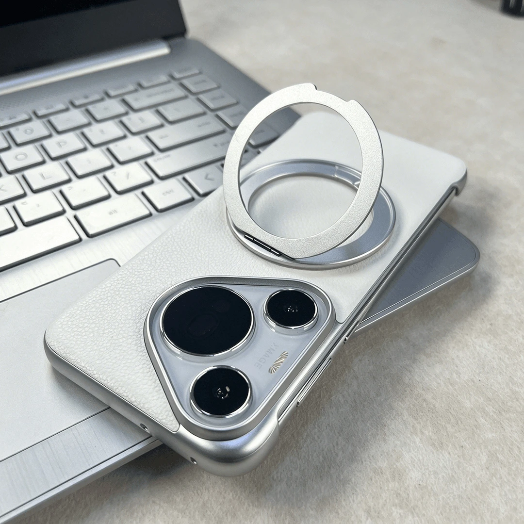 Luxurious PU Leather Phone Case with Magnetic Rotating Bracket