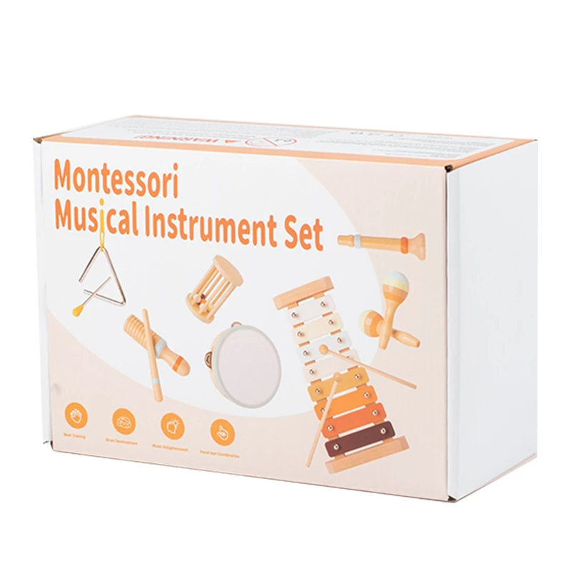 7pcs Toddlers Early Education Gift Castanet Sand Hammer Tambourine Kindergarten Orff Percussion Instrument Musical Toys for Baby 5