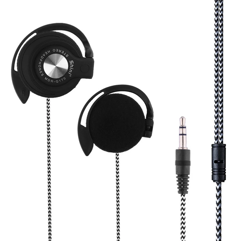 Universal 3.5mm Plug Wired Clip On Ear Sports Earphone Heavy Bass Headphone Laptop MP3 MP4 Headphone Earbuds Handsfree Headset