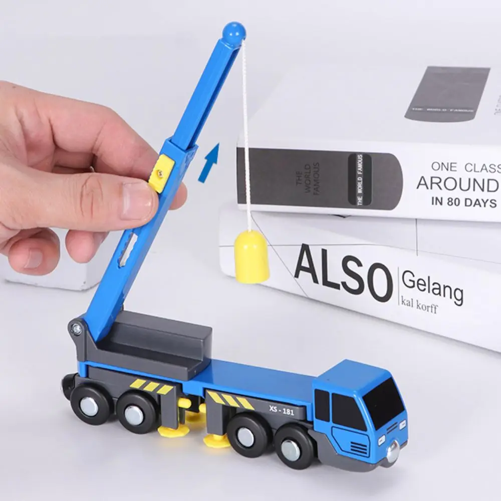 Telescopic Arm Crane Car Model Inertial Sliding Engineering Lifting Truck Toy Vehicle Toys Mini Crane Wood Train Track Toy