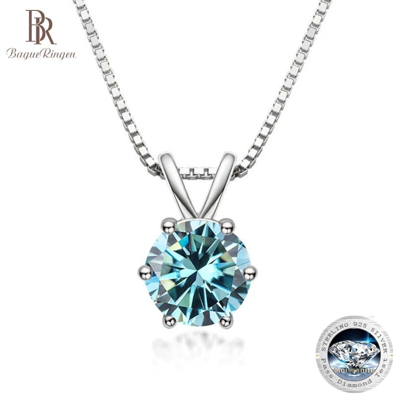 925 Sterling Silver 1ct Moissanite Necklace For Women Diamond Pendant Engagement Wedding Party Gift