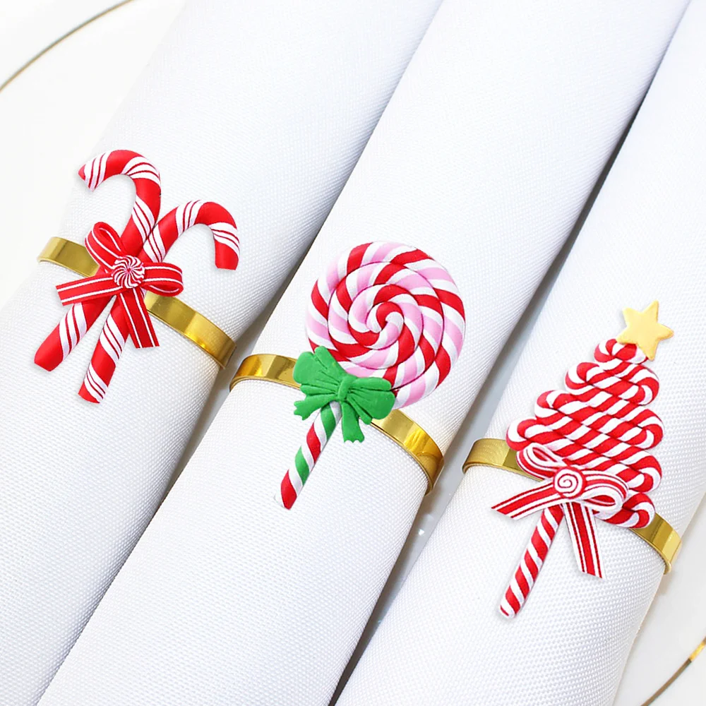 

Christmas Napkin Rings Candy Cane Napkin Holder Rings For Wedding Receptions Thanksgiving Home Birthday Party Table Decor