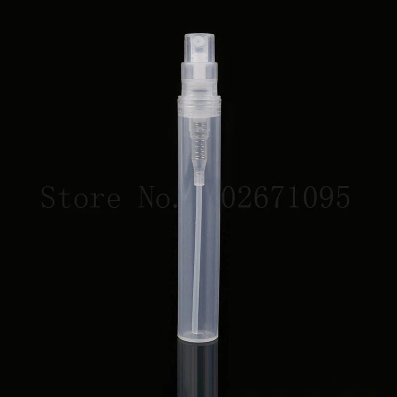 100pcs/lot 2 3 4 5ml Clear Transparent Plastic Perfume Spray Bottle Pen Atomizers Clasp Refillable Small Sample Trial Size Vial