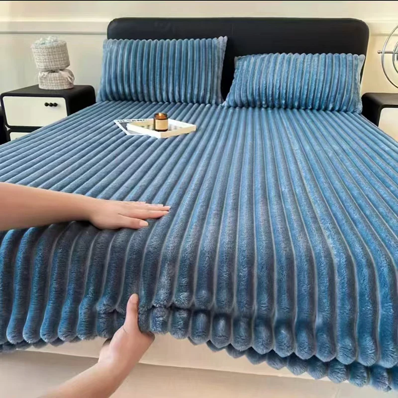 Thickened Keep Warm Autumn Winter Fitted Bed Sheet Set or Only 1 Pcs Fitted Sheets Queen Soft Thicken King Size Mattress Cover