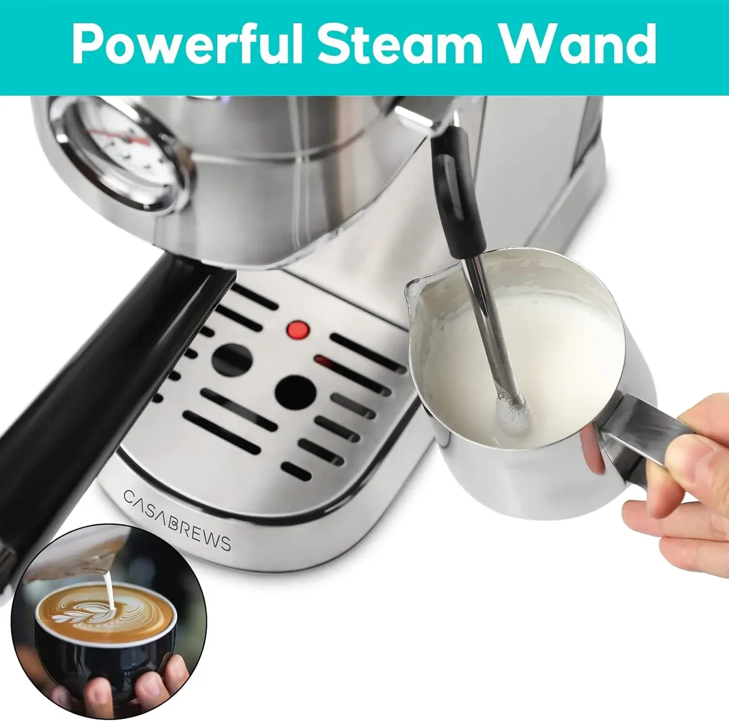 NEW Espresso Machine 20 Bar, Professional Espresso Maker with Milk Frother Steam Wand, Compact Coffee Machine