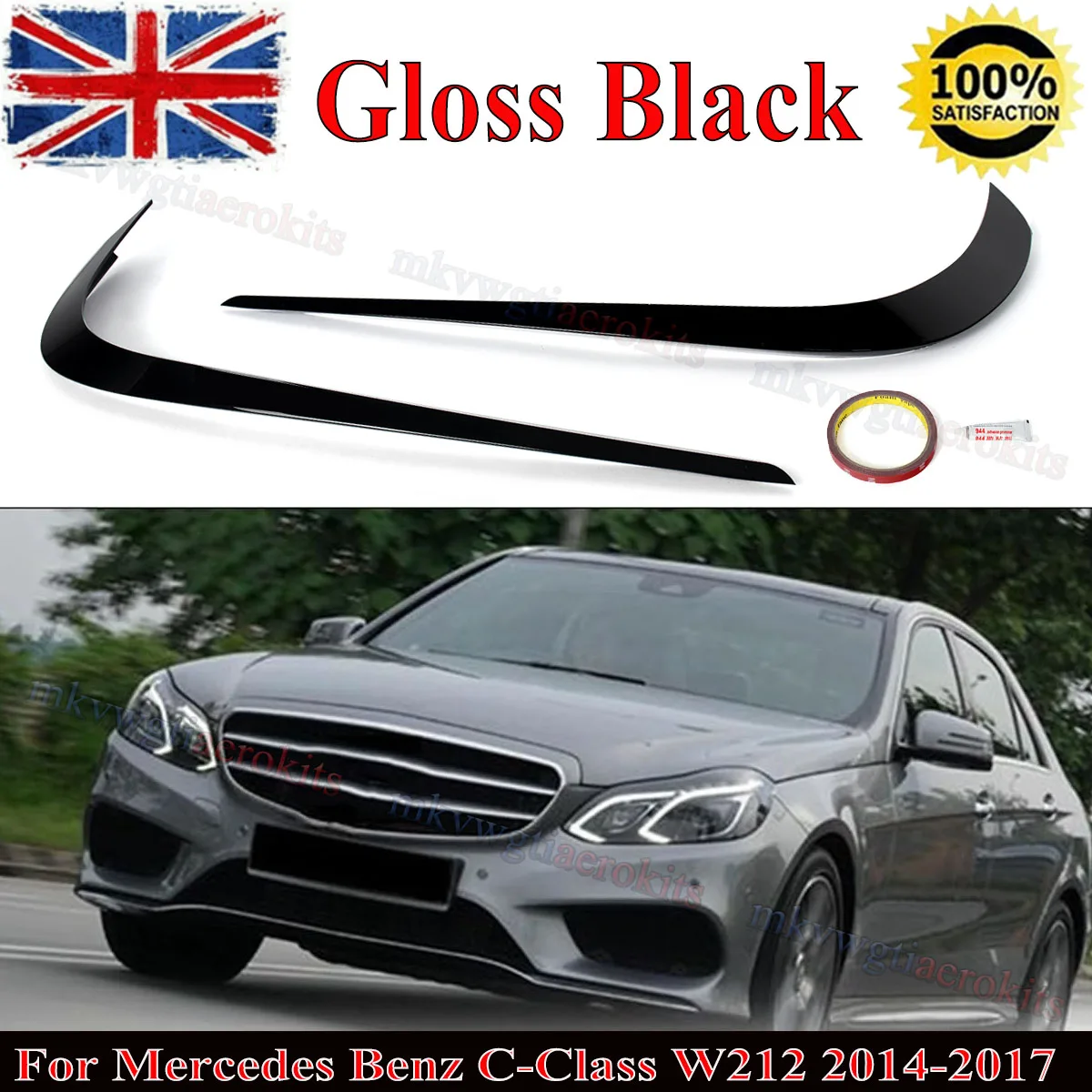 For Mercedes-Benz E-Class W212 E250 E300 E350 E400 E550 2014-2017 Fog Light Cover Trims Decoration Strip Fog Light Eyebrow Trim