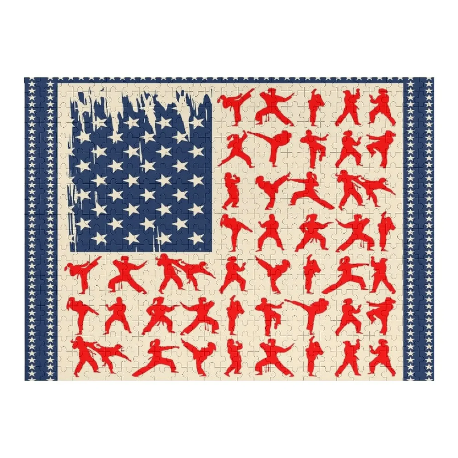 

Karate American Flag Retro Jigsaw Puzzle Wooden Compositions For Children Adult Wooden Puzzle