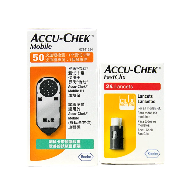 Accu-Chek Mobile Blood Glucose 50pcs Test Strip + 72s Fastclix Lancets Diabetes detection