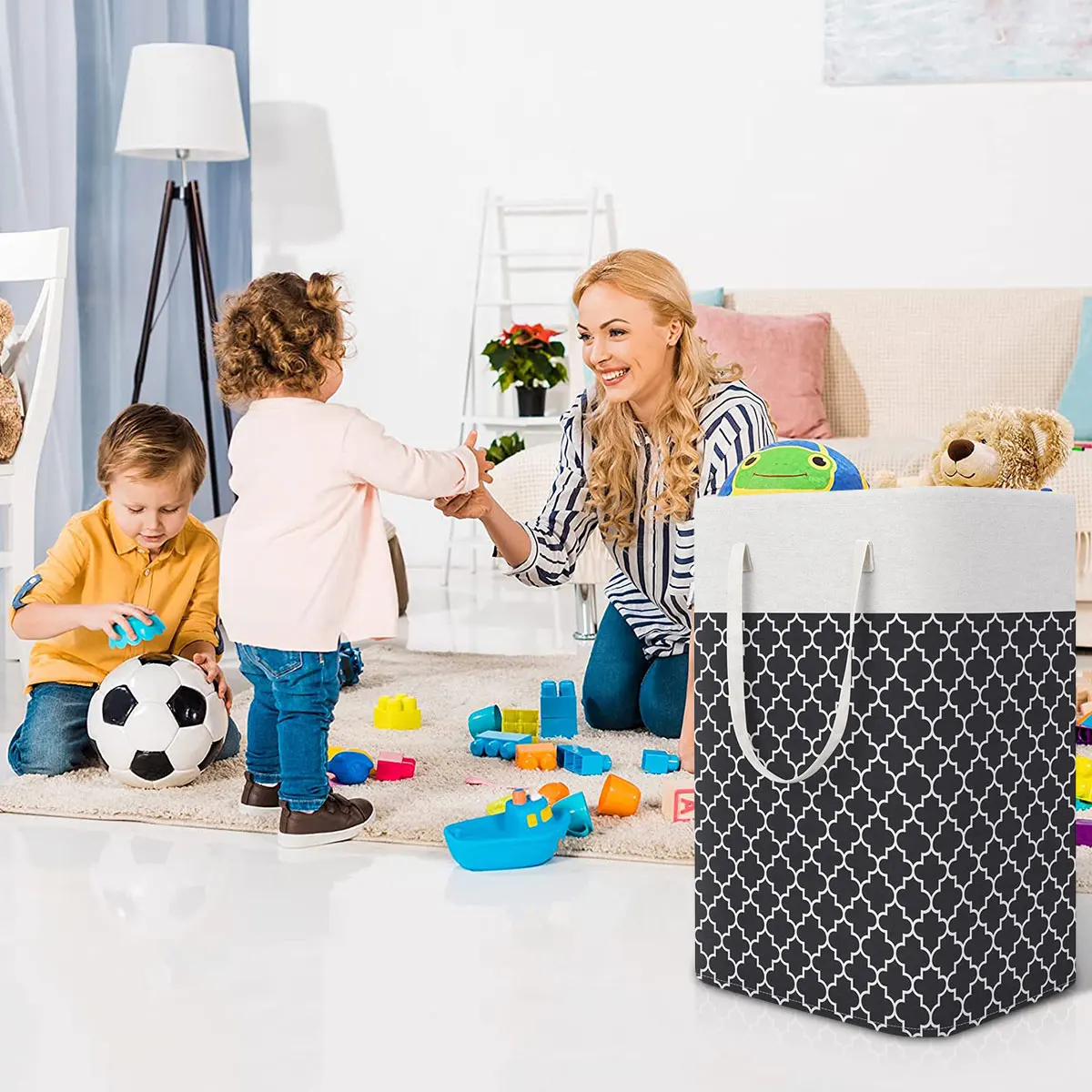 Foldable Cotton Linen Laundry Basket for Home Storage