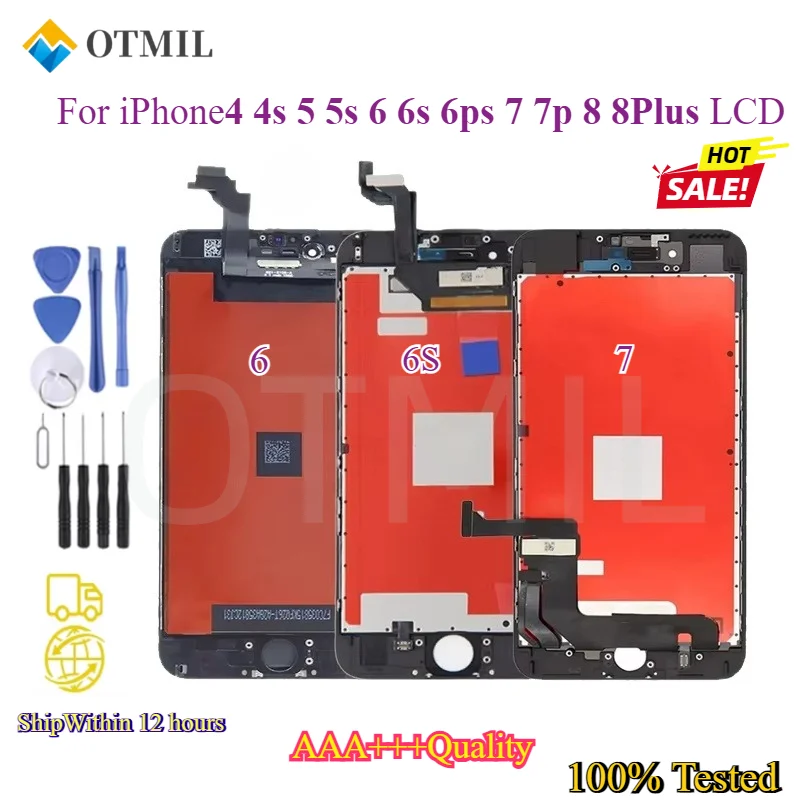 Schermo di grado AAA +++ per iPhone 6 7 8 Plus LCD con perfetto gruppo digitalizzatore 3D Touch per iPhone 4 4s 5 5S +Strumenti