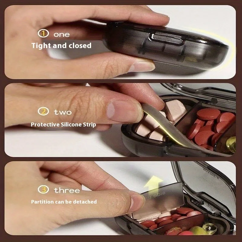 Portable Pill Organizer Box Mini Travel Pill Splitter, Dustproof ABS Plastic, Compact Design for Daily Use, Work & Outings