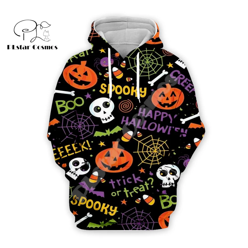 Halloween Pumpkin Skull Ghost Tattoo Retro Colorful Tracksuit Harajuku Pullover 3DPrint Streetwear Casual Jacket Funny Hoodies 1