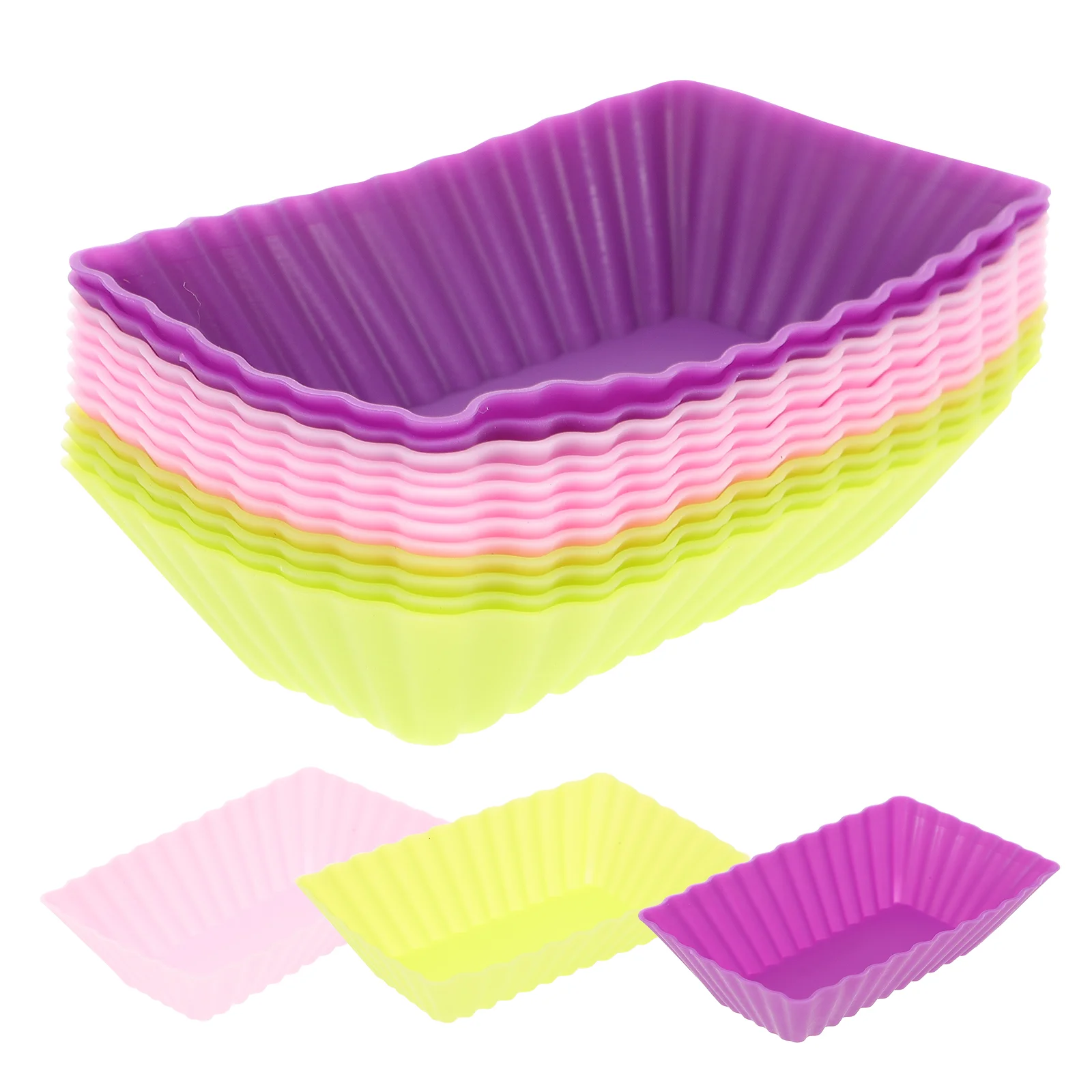 

12pcs Silicone Muffin Cups Cake Mold Baking Cups Accessory Kitchen Suplies for Home Dessert Shop (Random Color)