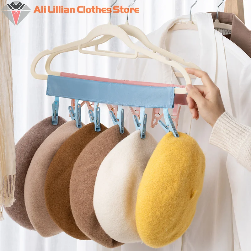 Multifunctional Folding Clothespin Hanger Fabric Clip Drying Hanger Sock Clip Underwear Clip Travel Portable Fabric Hanger 5