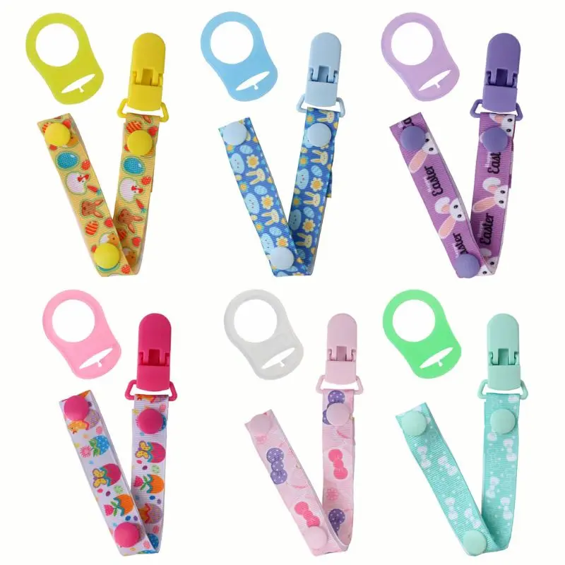 

77HD Elegant Nipple Leash Strap Pacifier Clips Teether Chain Cartoon Print