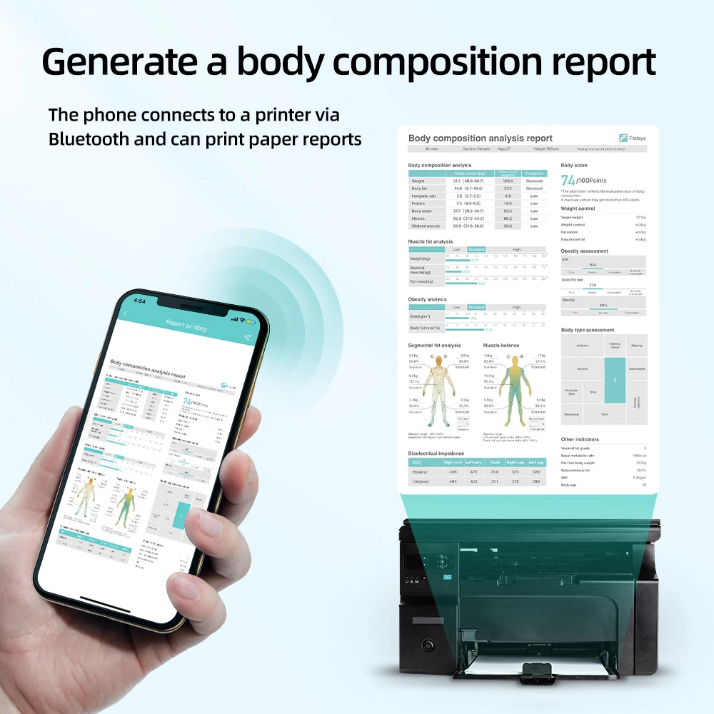Measuring Voice Broadcast Smart Body Fat Scale 8 Electrodes Bioimpedance Scale Professional Body Composition Analysis Scale 5