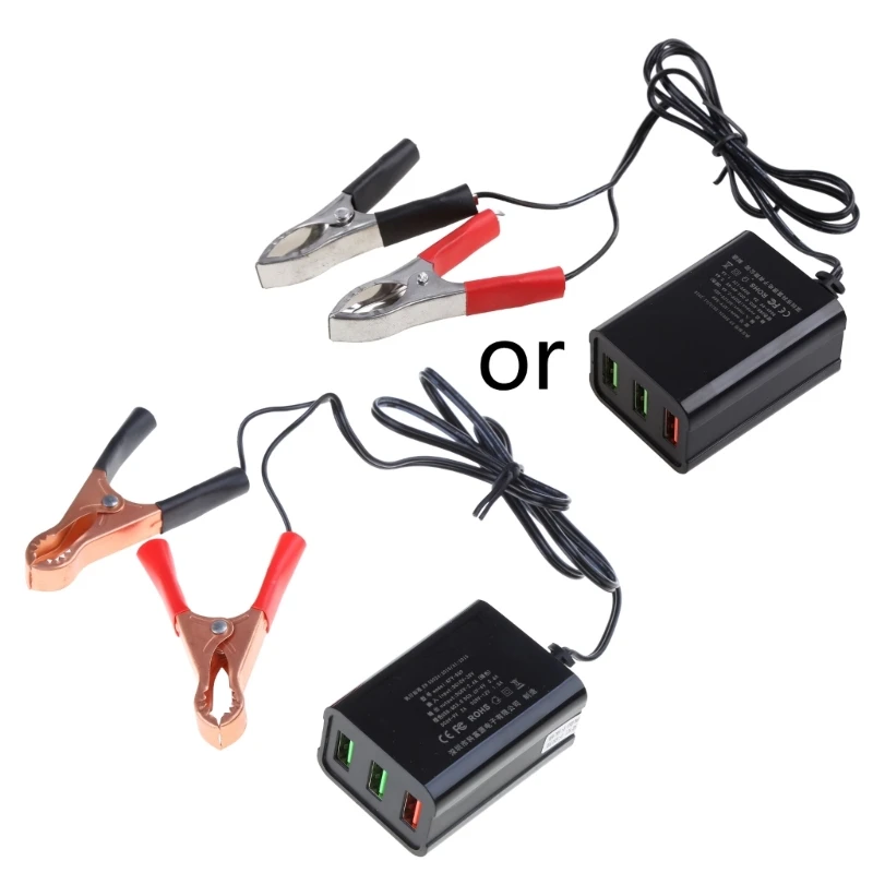 

Converter Battery Clip 12V-24V QC3.0 USB Power Adapter 3 Ports Automatic