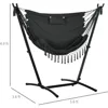 Patio Hammock Chair with Stand, Outdoor Hammock Swing Hanging Lounge Chair with Side Pocket and Headrest 5