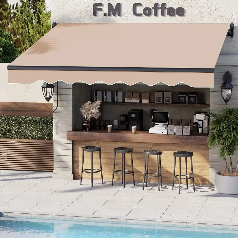 

Выдвижной тент для внутреннего дворика 10 'x 8', защита от УФ излучения, защита от солнца, навес для окон и дверей с ручной рукояткой, водонепроницаемая ткань