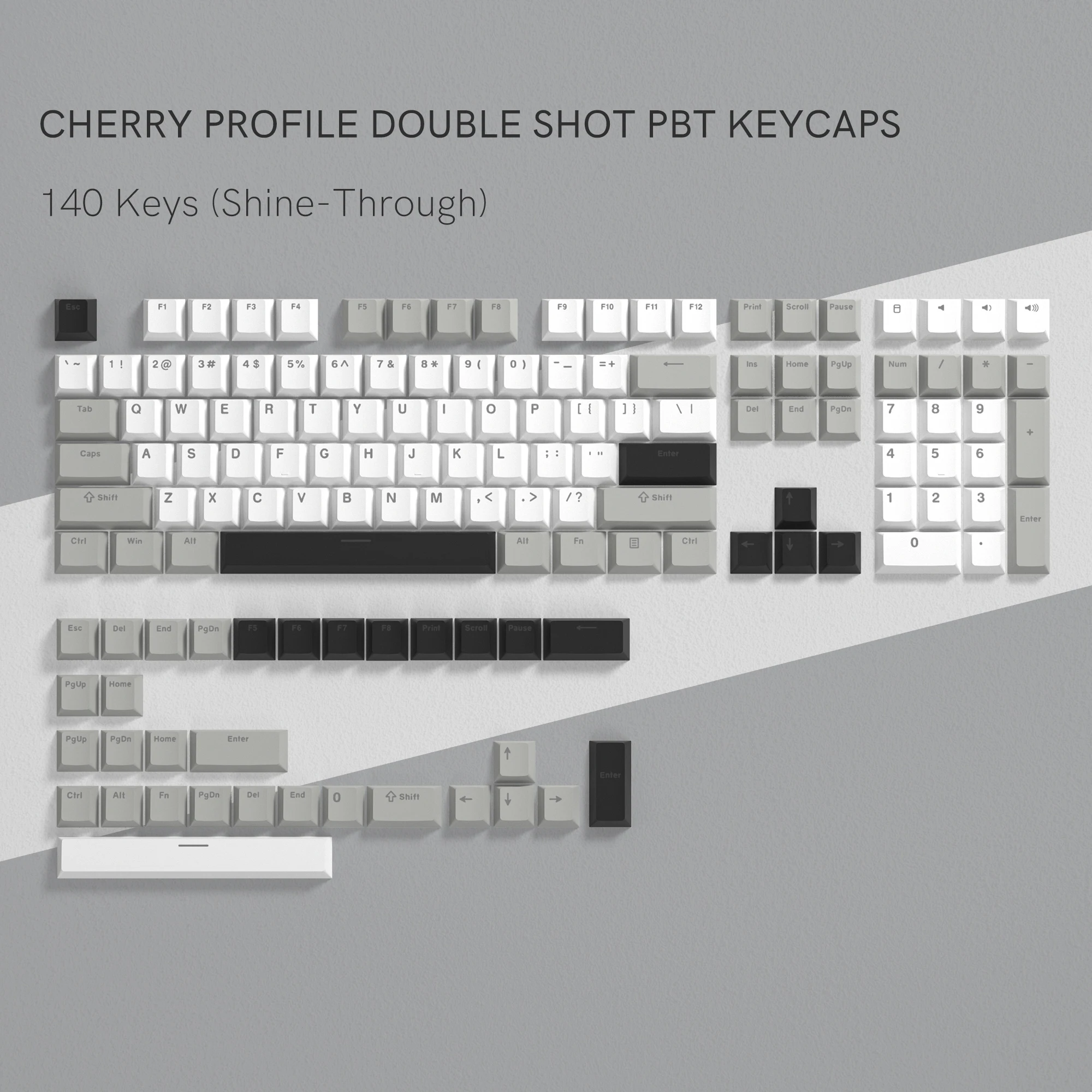 168-Key Double Shot PBT Custom WOB Cherry Profile Keycap Set