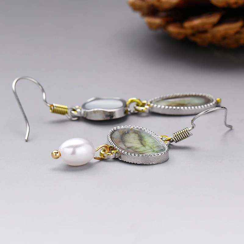 Vintage Asymmetrical Imitation Pearl Water Drop Earrings Flower Earrings Drop Earrings Pearl Earrings Dangle Earrings