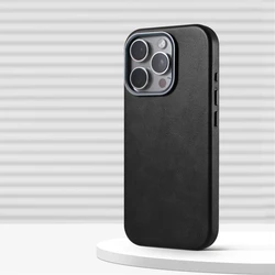 Premium Retro Leather Magnetic Phone Case with Alloy Lens & Wireless Charging Compatibility for iPhone Air (SW CX Black)