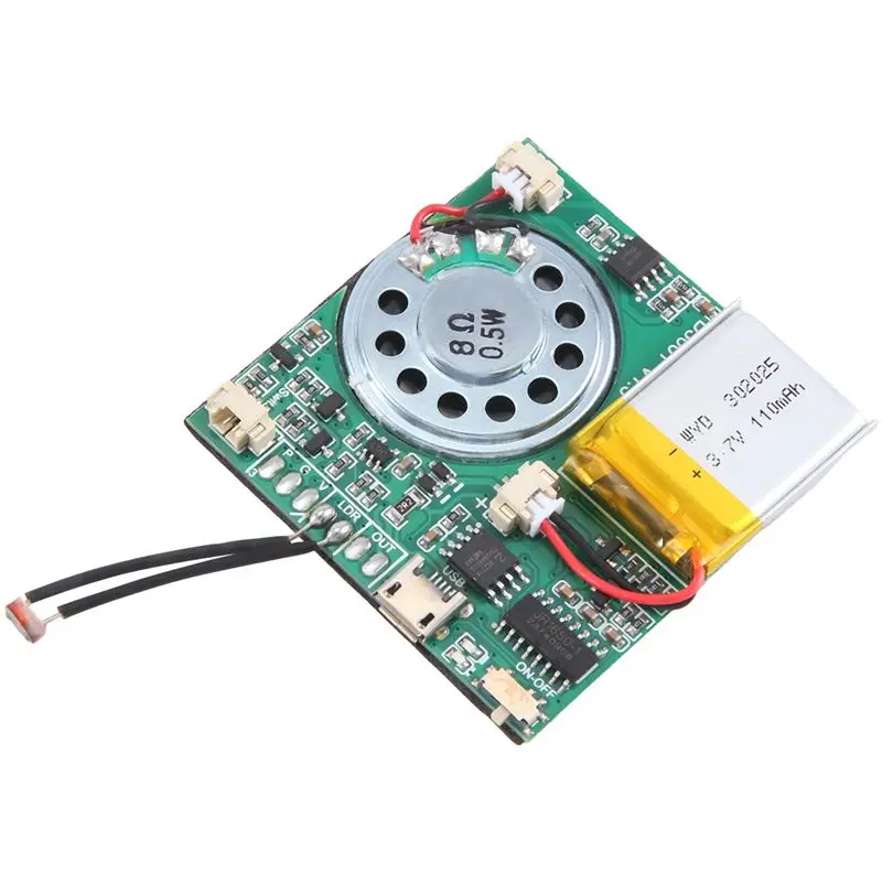 새로운 USB 녹음 음악 모듈 DIY MP3 녹음 가능 사운드 모듈 USB 다운로드 가능 사운드 모듈 녹색, 조명 제어 1개