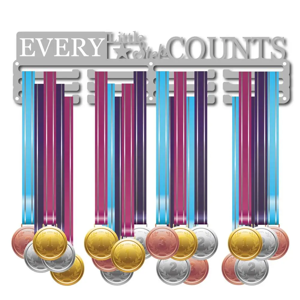 

Medal Holder Sport Every Little Step Counts Start Awards Display Stand Wall Rack Mount Hanger Decor for Champions Home