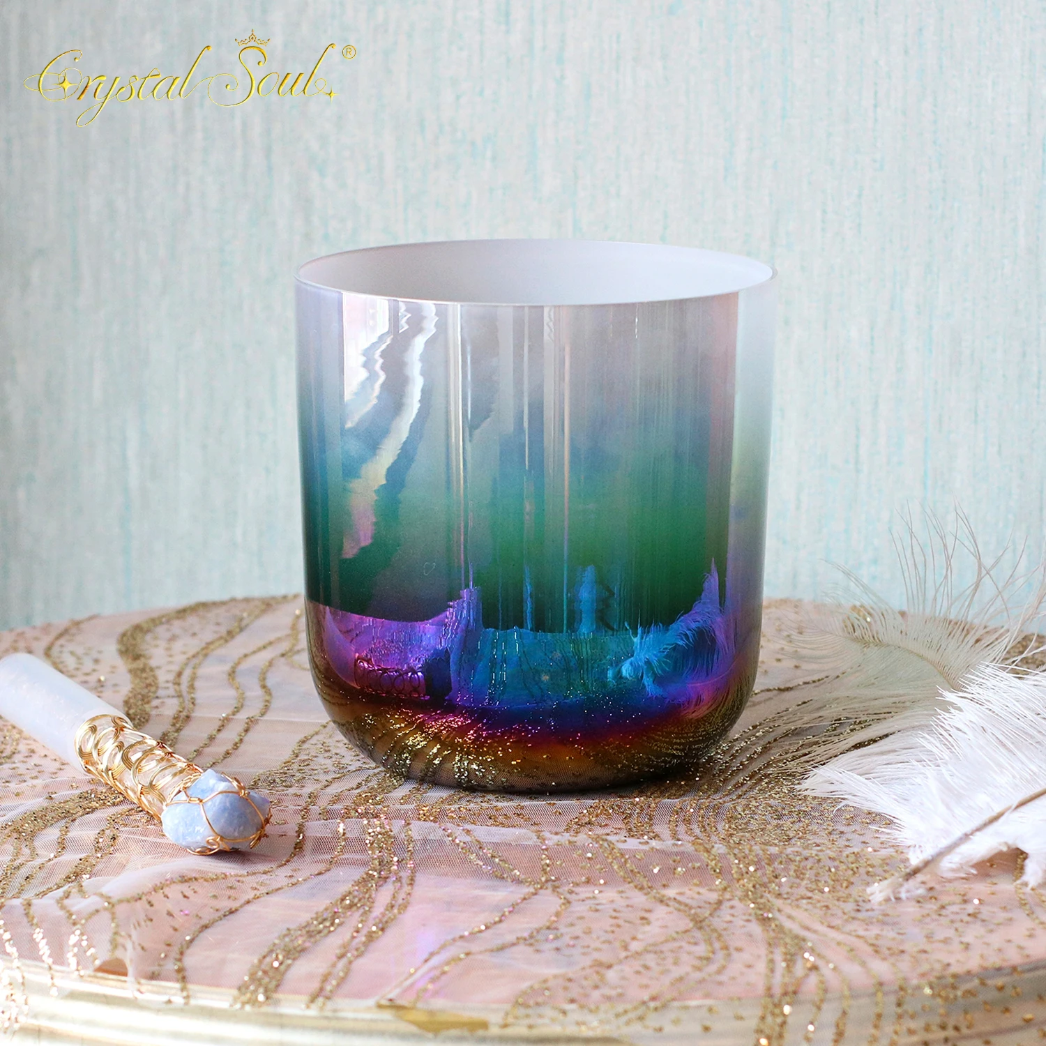 432Hz Special Aurora Gradient Clear Alchemy Crystal Bowl accessories CrystalSoul