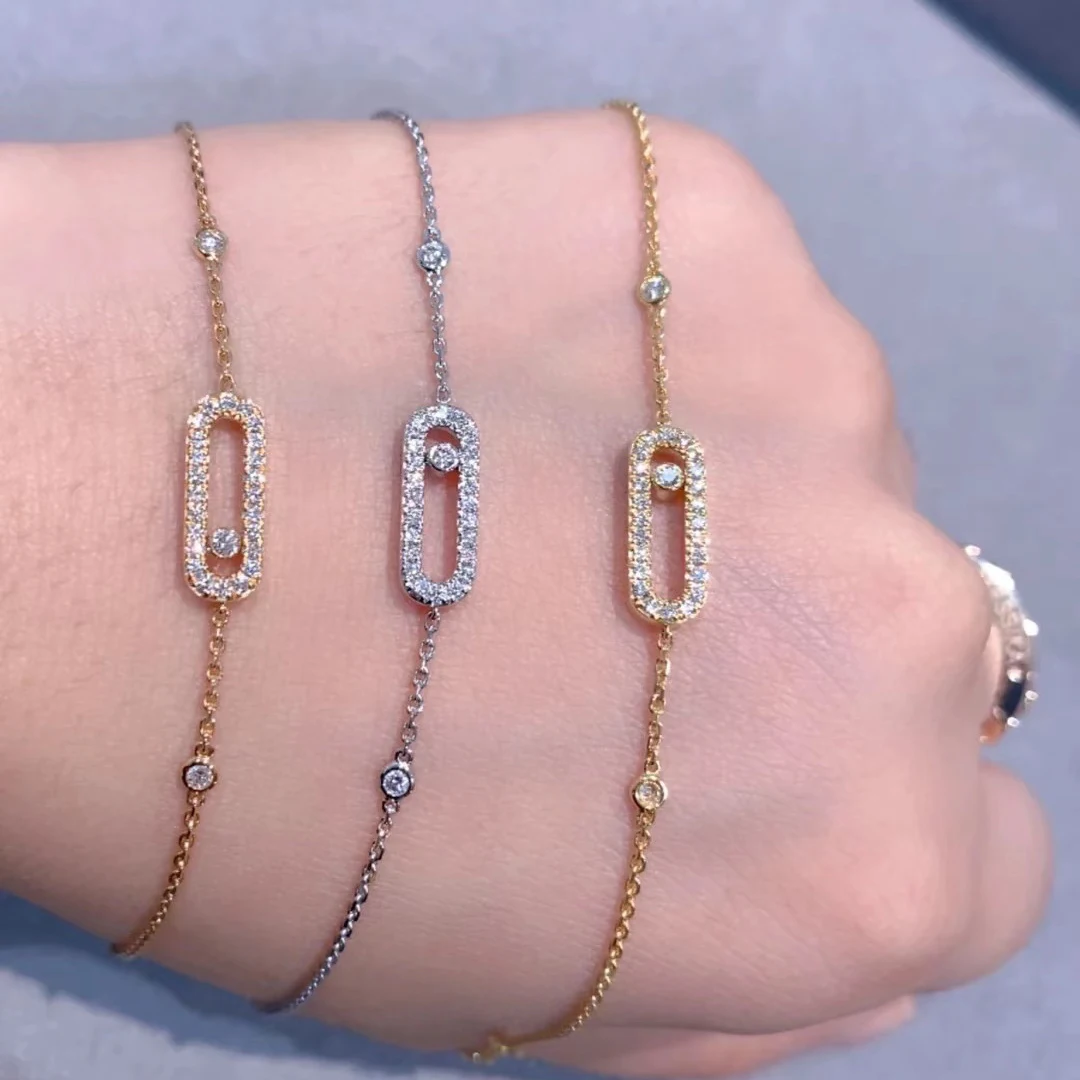 

Exquisite luxury jewelry s925 ladies bracelet single diamond with carved logo sliding bracelet open video to see more.