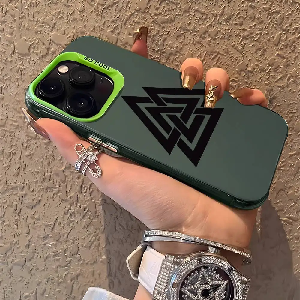 Viking Vegvisir Logo Design Phone Case - Black Purple Matte Laser Metallic Aurora Finish
