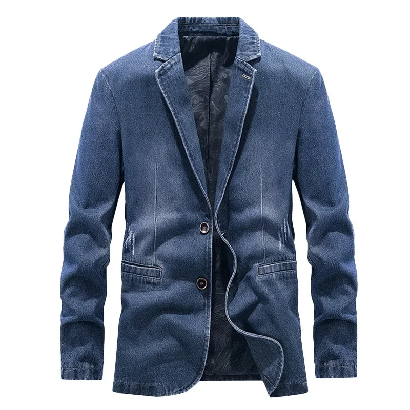 Men Denim Suit Jacket Men's Denim Jacket Slim Denim Suit Autumn Jacket