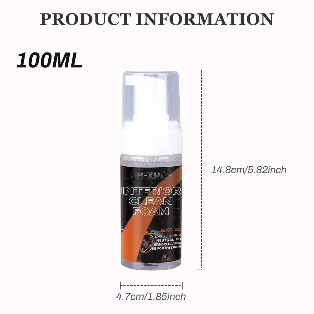 Interior Cleaner Water-free Foam Spray For Plastic Trim Leather Seat Fabric Top Carpet Stain Cleaning Solution JB-XG 21 car cleaner spray car cleaner interior cleaner foam cleaner spray