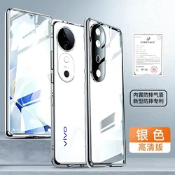 Full Coverage 360° Phone Case with Metal Frame & Double - Sided Glass for Vivo S20 (Silver)