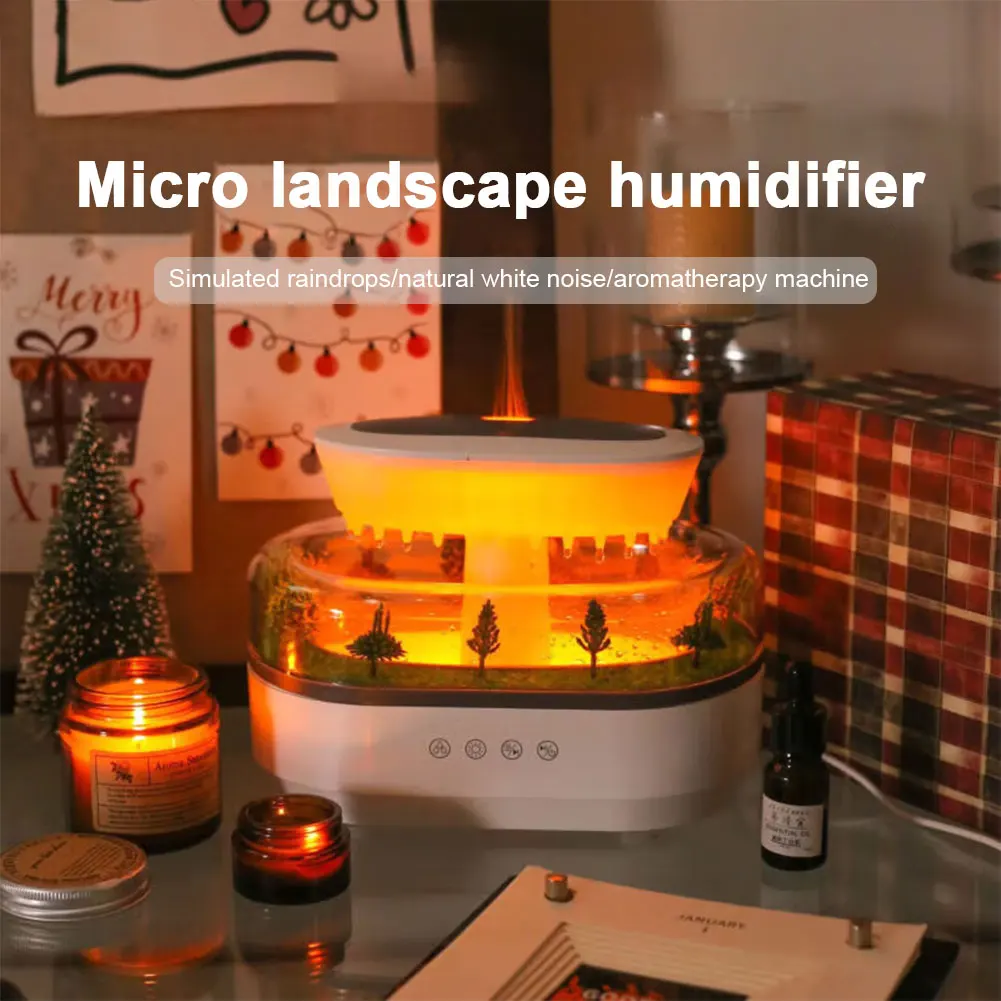 Rain Cloud Aroma Diffuser Small Air Humidifiers Water Drip Micro Landscape Essential Oils Ultrasonic Diffuser With 7 Night Light