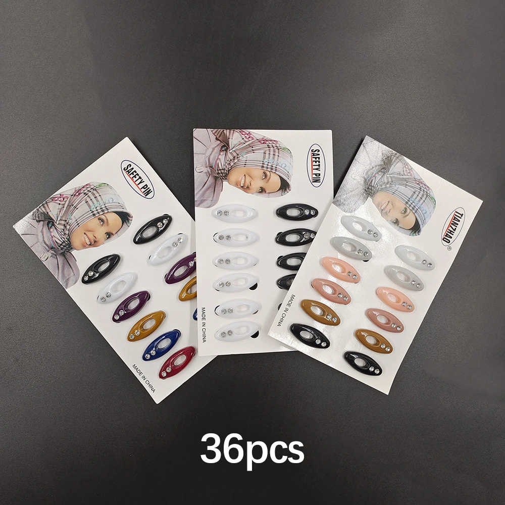 36개 라인스톤 안전핀 타원형 브로치 핀 컬러풀 스카프 클립 숄 랩 의류 자켓 드레스 DIY 패션 액세서리