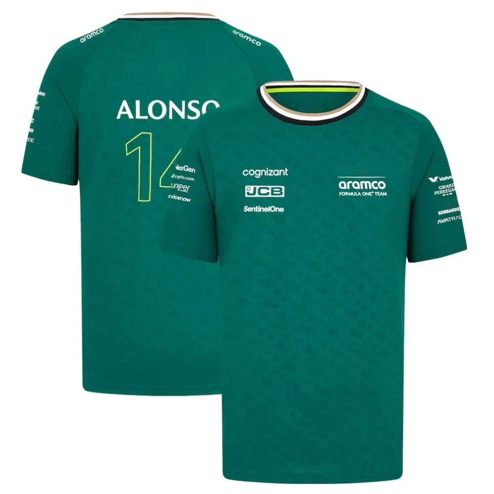 2024 All-New Aston Martin F1 Team T-Shirt, Driver Spagnolo Fernando Alonso #14 Nuova Tuta Da Corsa, T-Shirt Da Ciclismo Estiva Ad Asciugatura Rapida